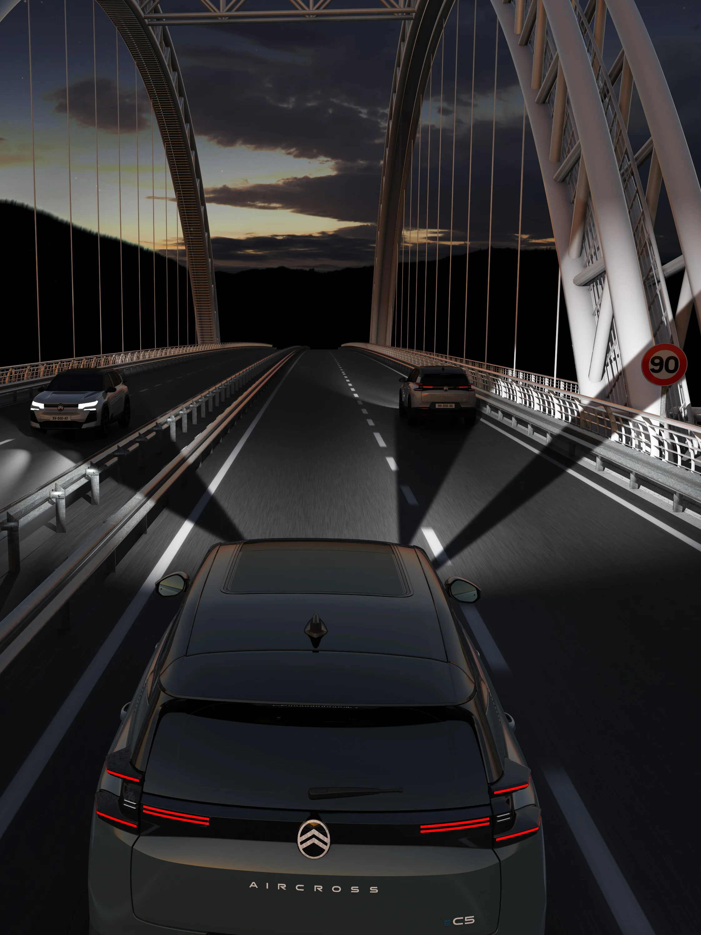 Widok tyłu C5 Aircross podkreślający reflektory Matrix LED, widoczność, bezpieczeństwo i technologię