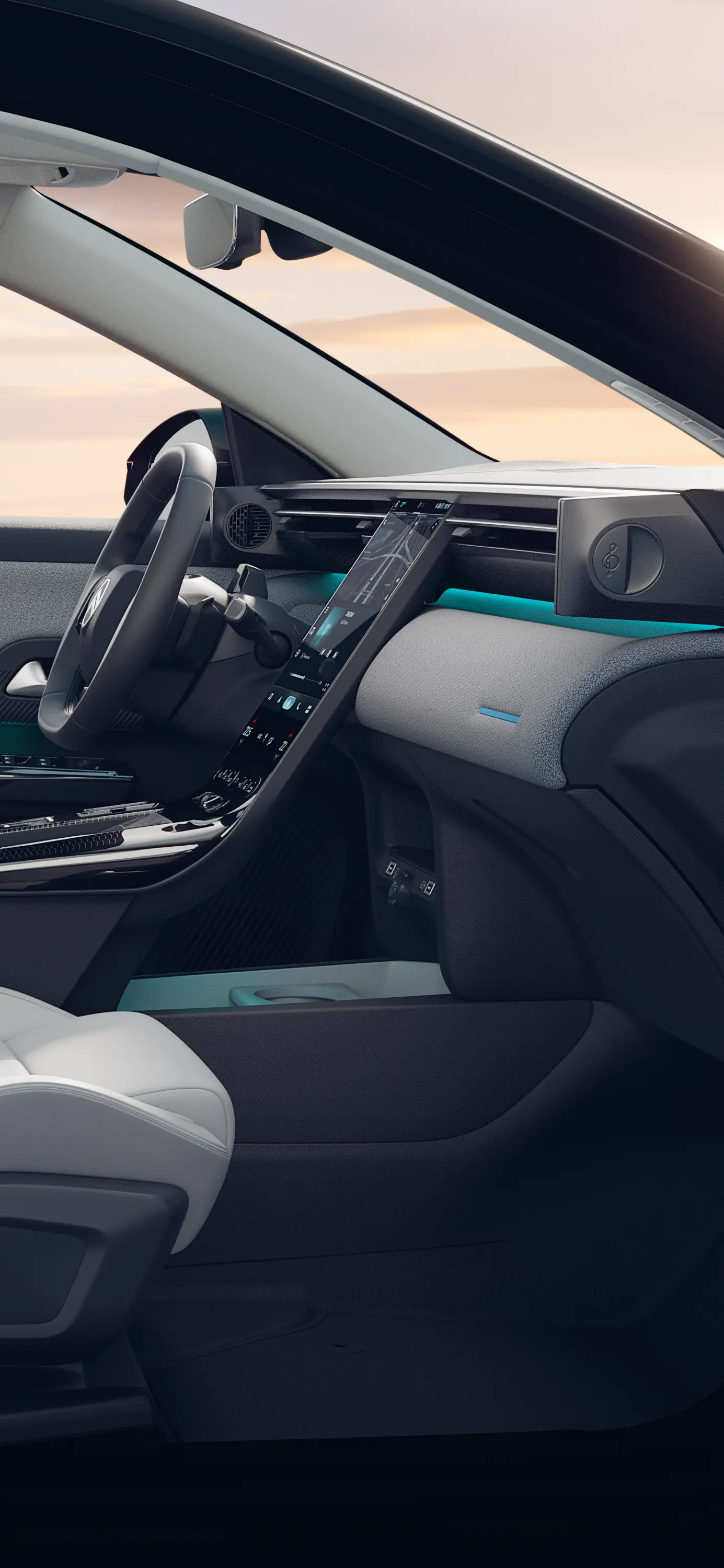 Widok wnętrza Citroëna C5 Aircross Emeraude, ukazujący fotele Citroën Advanced Comfort i przestronną kabinę rodzinnego SUV-a